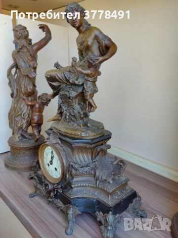 Декоративен бронзов камински часовник, снимка 7 - Декорация за дома - 54319466