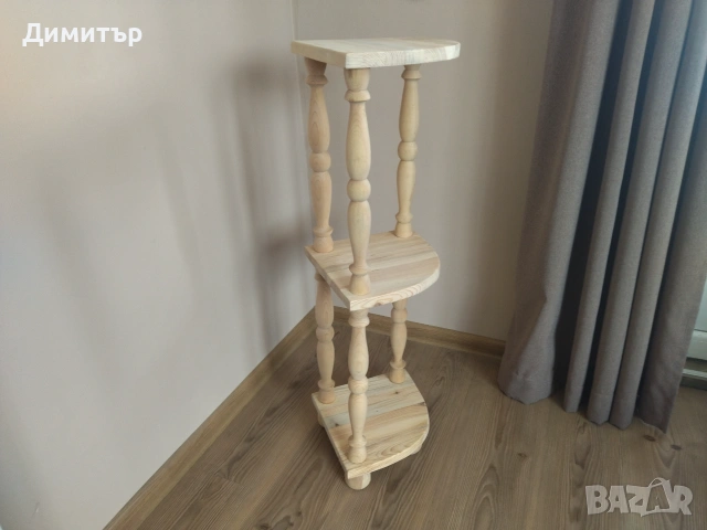 Ръчно изработена ъглова етажерка ( НАТУРАЛНА ) !!, снимка 6 - Етажерки - 55068990