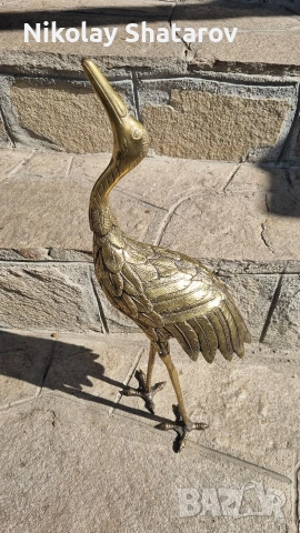 бронзова скулптура. фигура на чапла , снимка 6 - Декорация за дома - 54328867