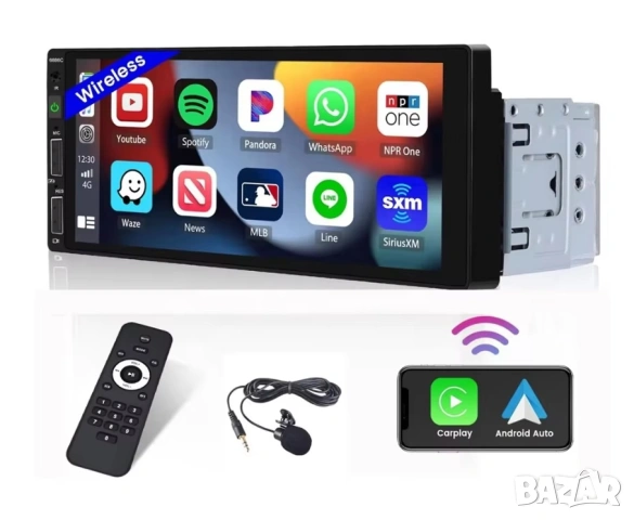 Мултимедия, Carplay, Android Auto, плеър за кола Автомобил, единичен дин, USB блутут MP3 дисплей тъч