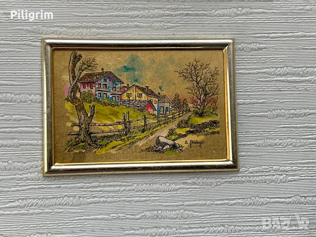 Хромолитография върху златно фолио, «Пролет», Италия , снимка 3 - Колекции - 55267383
