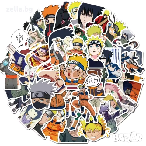 Комплект стикери Naruto Shippuden – 50 броя PVC водоустойчиви лепенки с UV защита | За лаптоп 10170, снимка 4 - Комплекти - 54659720