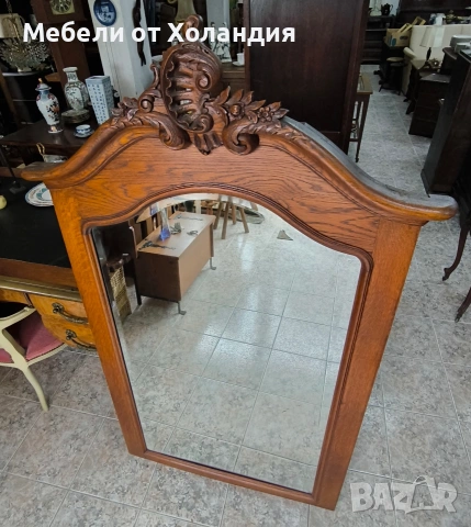 Голямо кристално огледало с дъбова рамка, снимка 5 - Антикварни и старинни предмети - 54067463