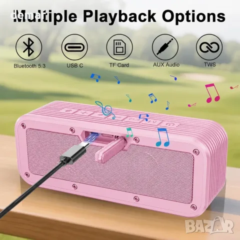 HiPoqAF водоустойчива Bluetooth колонка розова с магнитно закрепване 100 W Peak, IPX7, 30 часа, снимка 6 - Тонколони - 55499149