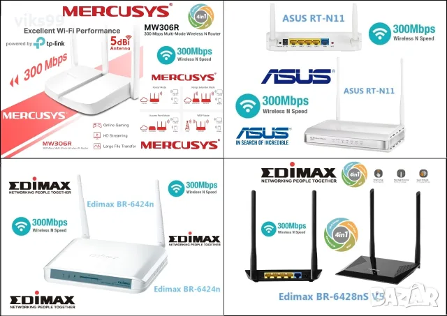 Wi-Fi Рутери MERCUSYS, ASUS и EDIMAX