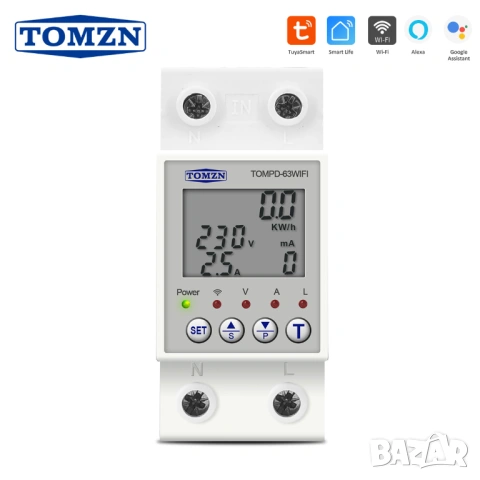 Подотчетен контролен монофазен електромер TOMZN TUYA 63A WI-FI