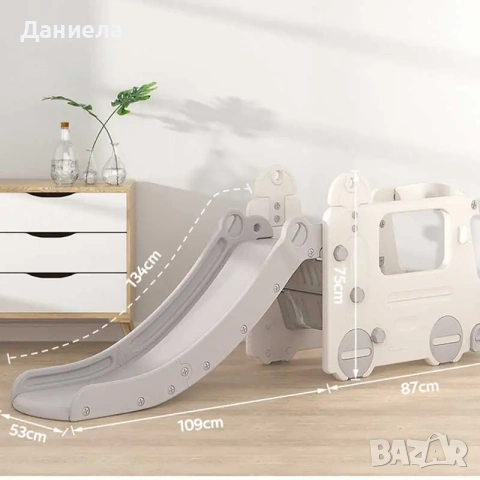 Детски игрален модул автобус с пързалка – сив, снимка 2 - Други - 55286951