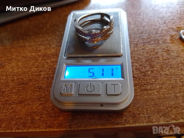 сребърен пръстен проба 925 с камъчета тегло 5.11 грама