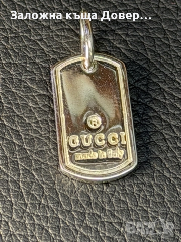Оригинална сребърна плочка silver GUCCI italy чисто нова 925 сребро медальон , снимка 4 - Колиета, медальони, синджири - 55426238