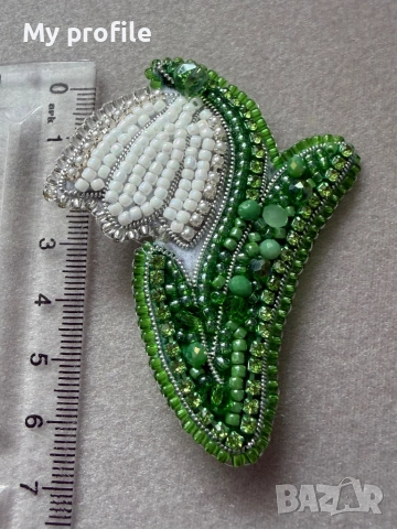 Handmade брошка Кокиче , снимка 4 - Бижутерийни комплекти - 53450394