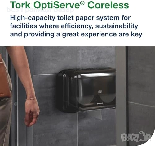 Нов Диспенсър Tork T7 за безвтулкова тоалетна хартия 2 ролки черен за баня тоалетна , снимка 4 - Други стоки за дома - 54100705