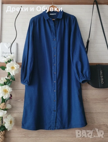 Рокля тип риза лятна дънкова с джобове , снимка 2 - Рокли - 54095796