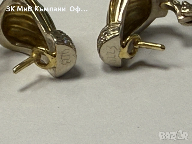 Дизайнерски Златни обеци с диаманти - 8.38 грама - 0.44ct, снимка 3 - Обеци - 55196796