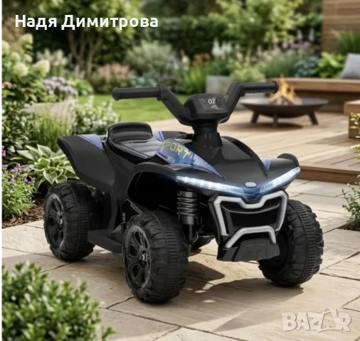 Детско акумулаторно ATV 6V 25W – Електрическо ATV с LED светлини за деца 1.5+ години, черно