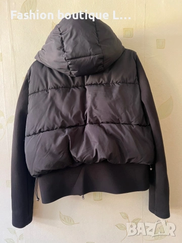 ZARA Черно дамско яке с качулка и джобове L размер с пух отвътре и частици 🖤, снимка 2 - Якета - 54959444