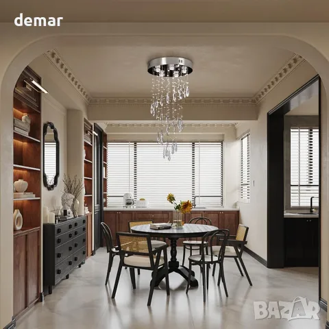 Полилей с кристални елементи и LED/крушки GU10, 5x GU10 (крушки не са включени), снимка 6 - Полилеи - 55507999