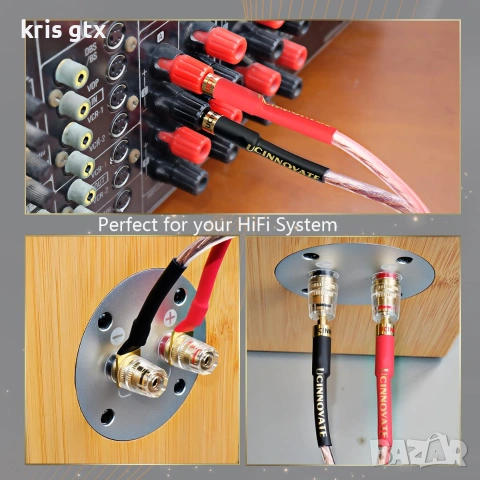Hi-Fi кабел за тонколони с накрайници тип банани и вилици 13AWG , снимка 9 - Тонколони - 55164415