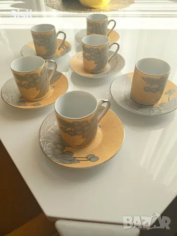 Луксозен японски комплект чаши за кафе/еспресо – Yamasen Gold Collection (Fine Porcelain Japan, 24ct, снимка 2 - Сервизи - 55677700