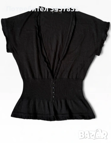 Елегантна черна жилетка/топ CCDK с 50% мериносова вълна