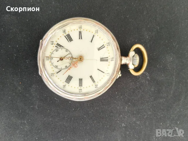 Швейцарски Сребърен джобен часовник 1905г. - 6 РУБИНА - ПРОМОЦИЯ, снимка 3 - Джобни - 51777742