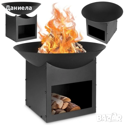 Метално градинско огнище 56 см с място за дърва – Външно огнище за двор, тераса, барбекю, снимка 4 - Други стоки за дома - 54802259