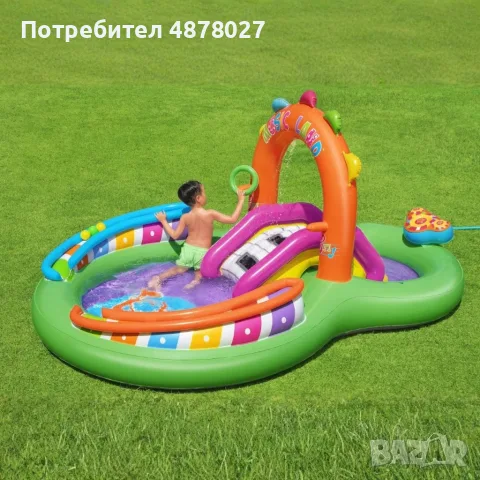 Надуваем детски воден парк с пързалка, фонтан и музикални игри – 295 x 190 x 137 см, снимка 7 - Надуваеми играчки - 55361007