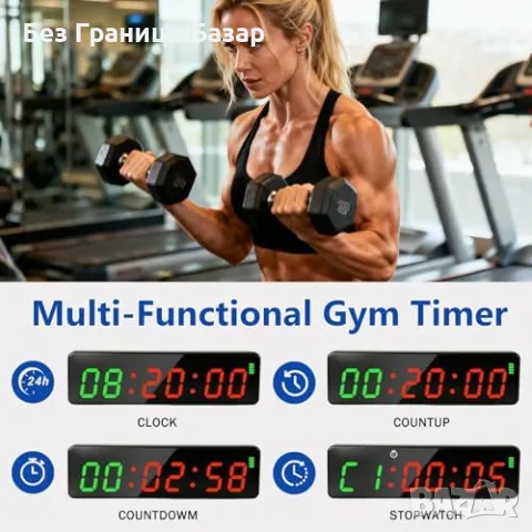 Нов LED фитнес таймер с магнит, HIIT Tabata хронометър, Type-C, 5 яркости за бокс и тренировки, снимка 3 - Фитнес уреди - 55580917