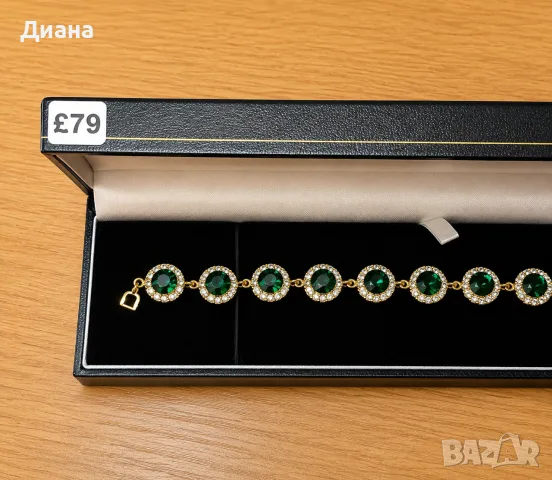 Елегантна гривна Swarovski Crystal Frost Couture Lady Kate, 925 Silver, нова, изумруденозелен цвят
, снимка 6 - Гривни - 55324260