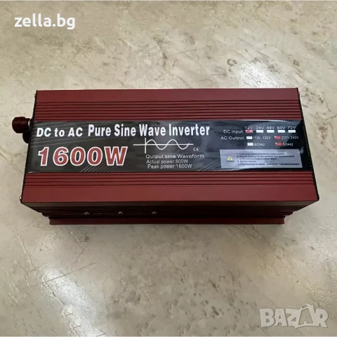 Инвертор с чиста синусоида 1600W 12V-220V 50Hz – за соларни системи, къмпинг и аварийно 10294, снимка 8 - Друга електроника - 54663115