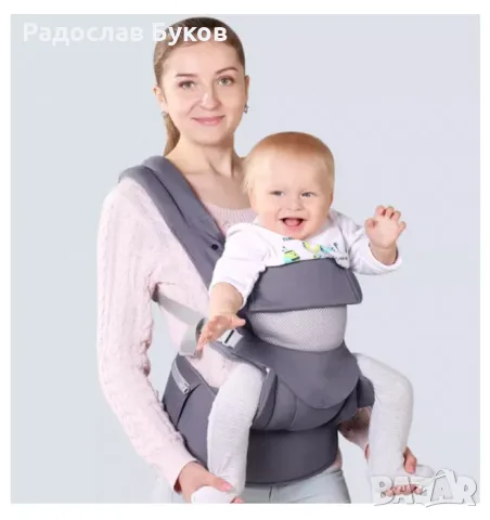 Ергономична раница за бебе Vika Baby®, Тъмно сив, снимка 7 - Кенгура и ранички - 55541137