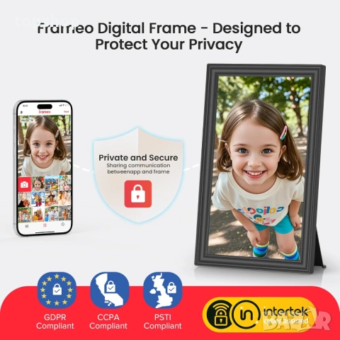 Огромна 15.6" Дигитална Wi-Fi Рамка Frameo BIGASUO – 64GB, Full HD, Смарт приложение Frameo , снимка 7 - Друга електроника - 54636583