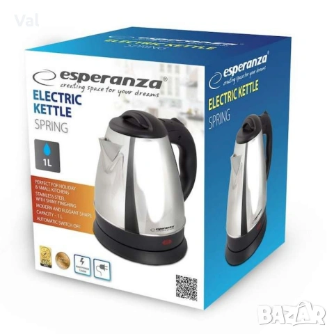 Електрическа кана Spring, 1350W, 1 л., Сребрист, нерък, стомана, снимка 4 - Кани - 54922575