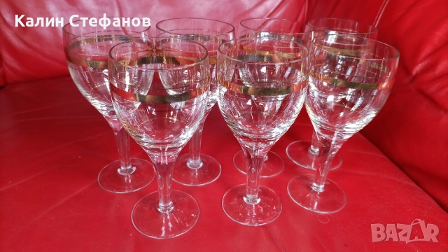 Ретро ракиени чашки, столче, златни кантове 