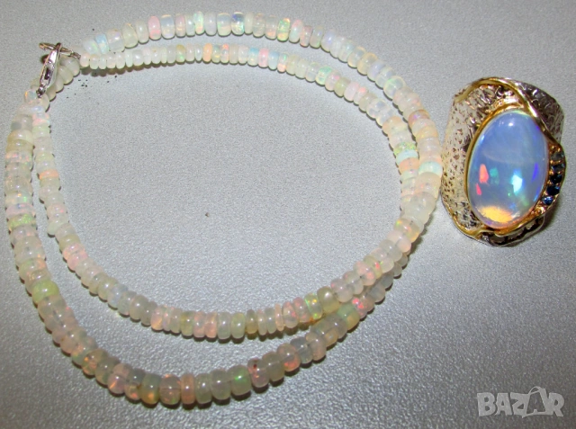 925 прекрасен сребърен пръстен с опал, снимка 2 - Пръстени - 54039677