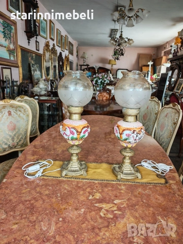 Чифт порцеланови настолни лампи , снимка 7 - Настолни лампи - 54740414
