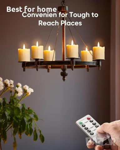 Homemory акумулаторни безпламъчни свещи с таймер, реалистични LED оброчни чаени лампички с батерии , снимка 5 - Декорация за дома - 55332411