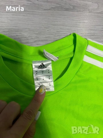 Оригинална спортна тениска Adidas Climalite неон зелена размер M, снимка 3 - Тениски - 55194585