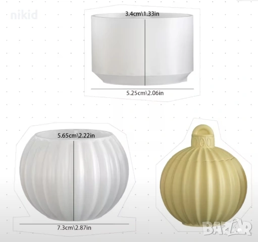 3D Топка на райета с капак 2 части кутия силиконов молд форма фондан шоколад смола гипс свещник свещ