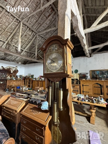 Античен стенен часовник с махало "Tempus Fugit" / Ретро дървен часовник, снимка 5 - Стенни часовници - 54922775