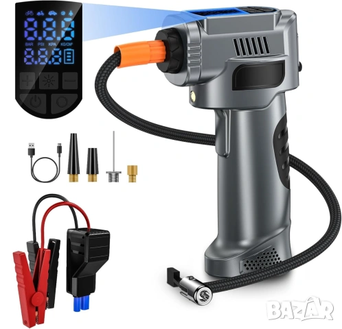 5-в-1 Преносимо пусково устройство (Jump Starter) с компресор – 3000A