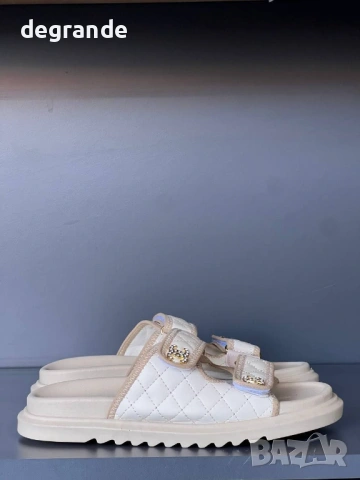 🎀Дамски Чехли 💫Chanel💫 Бяло Черно Кафяво, снимка 3 - Чехли - 54894925