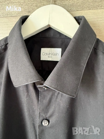 Мъжка риза Calvin Klein черна размер Л, снимка 2 - Ризи - 54320638