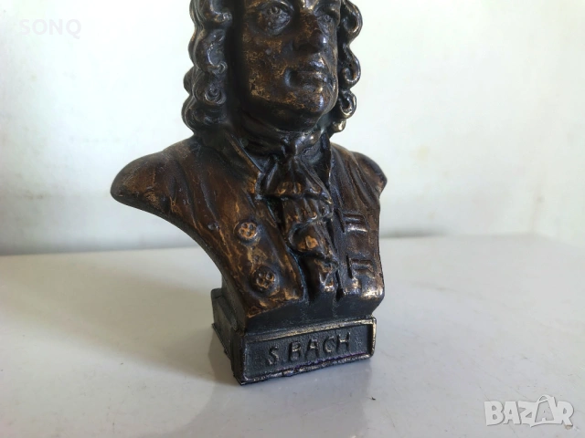 Колекционерски Бронзов Бюст - Йохан Себастиан Бах, снимка 3 - Антикварни и старинни предмети - 54350487
