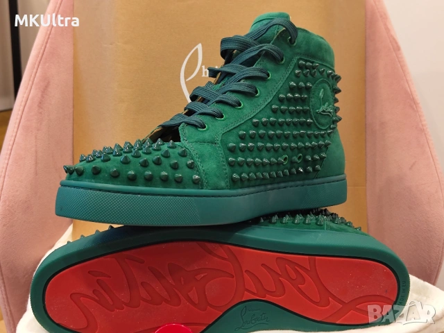 Christian Louboutin Spikes High Green - Размер 44 Мъжки, снимка 3 - Официални обувки - 54493197
