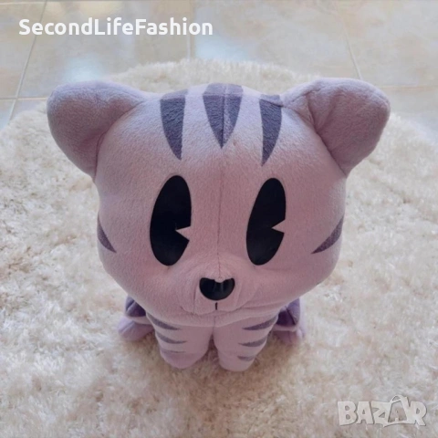 Плюшена котка Whiskas винтидж 90те лилава, снимка 5 - Плюшени играчки - 54173228