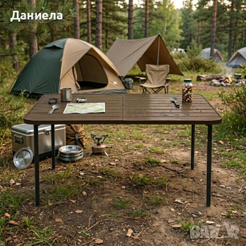 Правоъгълна градинска маса 140x80 см в елегантен кафяв цвят , снимка 3 - Маси - 54700399
