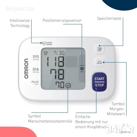 Апарат за измерване на кръвно налягане за китка Omron RS4, снимка 6 - Уреди за диагностика - 55619523