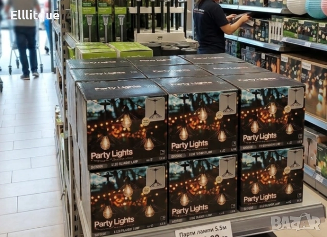 Градинска гирлянда 5.5 м с 6 декоративни LED крушки и метални абажури 