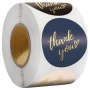 4717 Професионални Стикери за Пратка "Thank You" – 500 бр. на Ролка, Златно Фолио, снимка 1