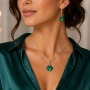Комплект бижута Emerald Shimmer със зелени кристали – колие и обеци Square, снимка 2